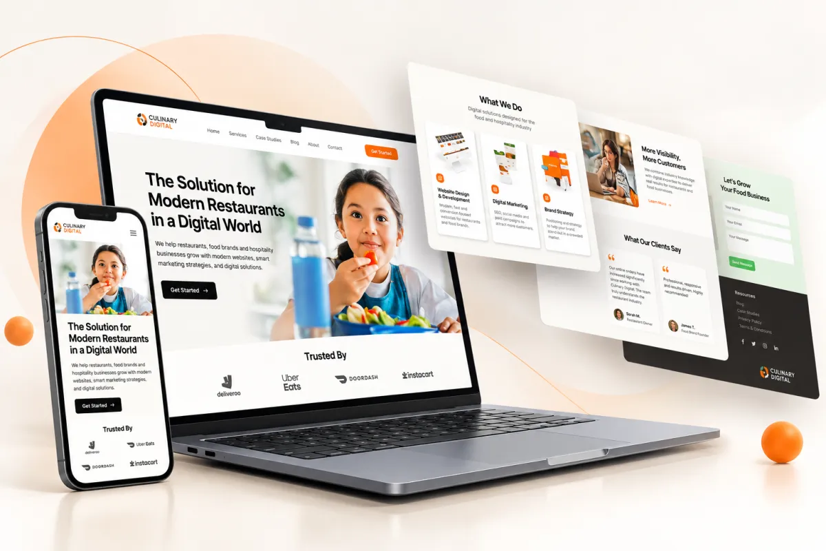 Culinary Digital website shown on laptop and phone