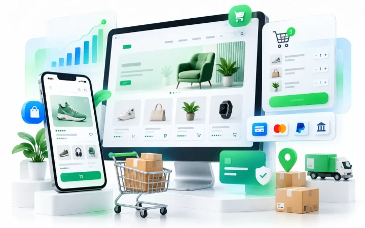 Ecommerce and WooCommerce store illustration